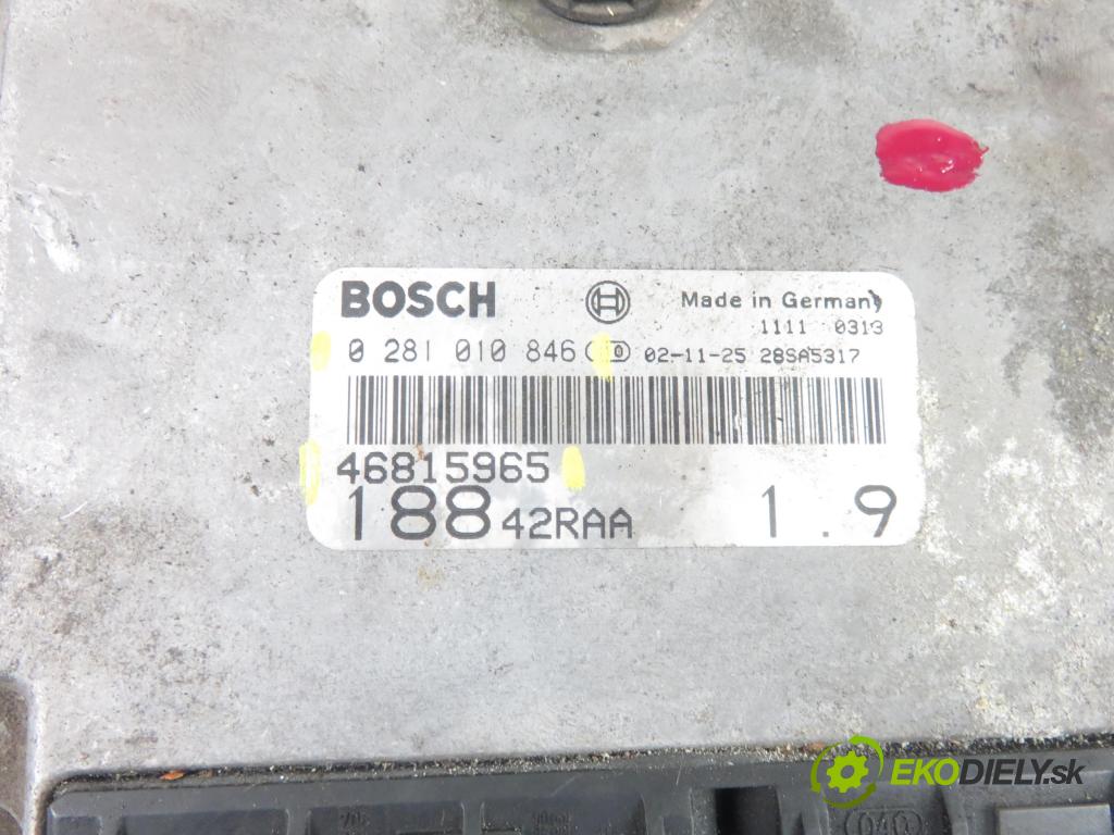 FIAT PUNTO (188_) HB 2002 63,00 1.9 JTD - 188 A7.000 1910,00 řídící jednotka motora 46815965 ; 0281010846