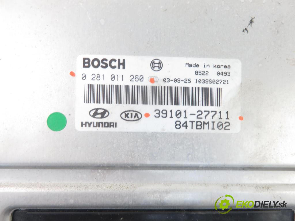 HYUNDAI GETZ (TB) HB 2005 60,00 1.5 CRDi - D3EA 1493,00 řídící jednotka motora 3910127711 ; 0281011260