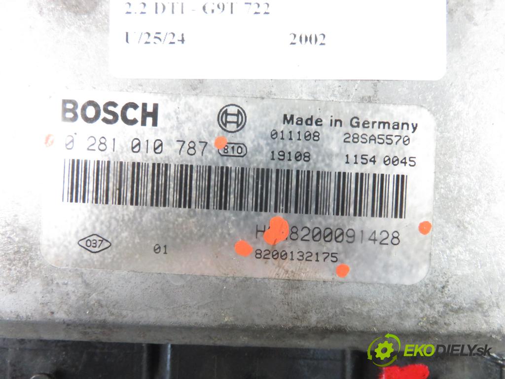 OPEL MOVANO Furgon (X70) FURGON 2002 66,00 2.2 DTI - G9T 722 2188,00 Riadiaca jednotka Motor 0281010787 ; 8200091428 ; 8200132175