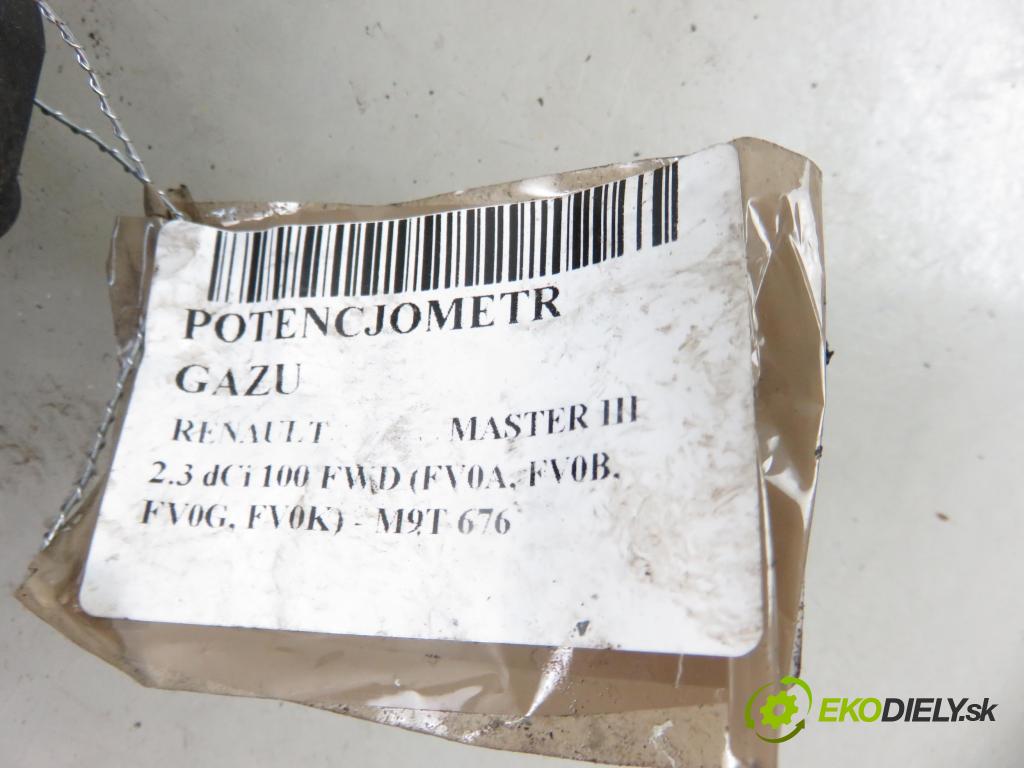 RENAULT MASTER III Skrzynia (FV) FURGON 2010 74,00 2.3 dCi 100 FWD - M9T 676 2298,00 Potenciometer plynu 8200672367C ; 6PV00997800 (Pedále)