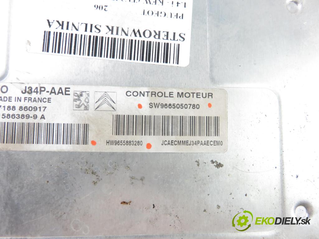 PEUGEOT 206 liftback (2A/C) HB 2007 55,00 1.4 75 - KFW 1360,00 Riadiaca jednotka Motor SW9665050780 ; HW9655883280