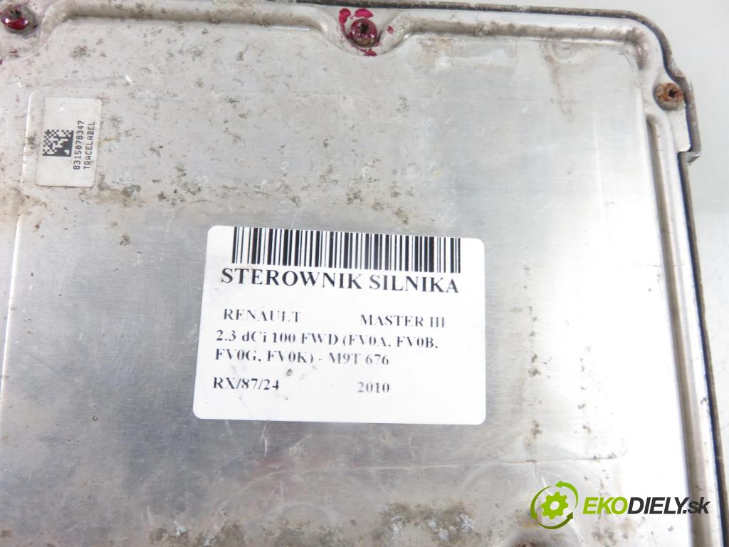 RENAULT MASTER III Skrzynia (FV) FURGON 2010 74,00 2.3 dCi 100 FWD - M9T 676 2298,00 Riadiaca jednotka Motor 237100637R ; 237100801R ; 0281016808
