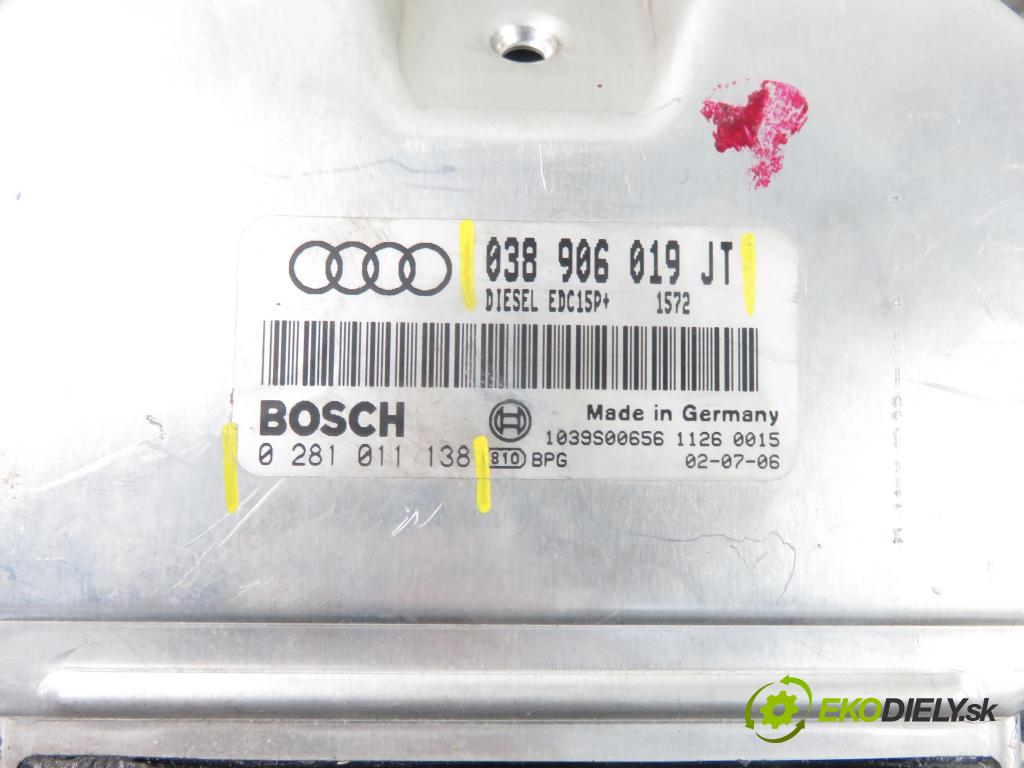 AUDI A4 (8E2, B6) SEDAN 2002 96,00 1.9 TDI PD 130 1896,00 Riadiaca jednotka Motor 038906019JT ; 0281011138