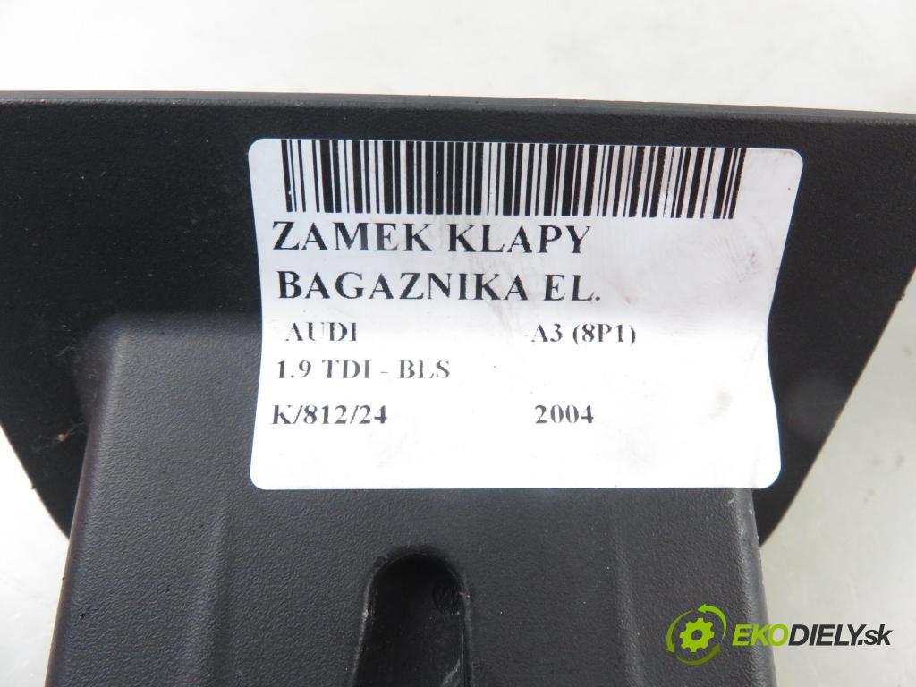AUDI A3 (8P1) HB 2004 77,00 1.9 TDI - BLS 1896,00 zámok dveří kufr EL. 8P3827520A ; 8E9827833