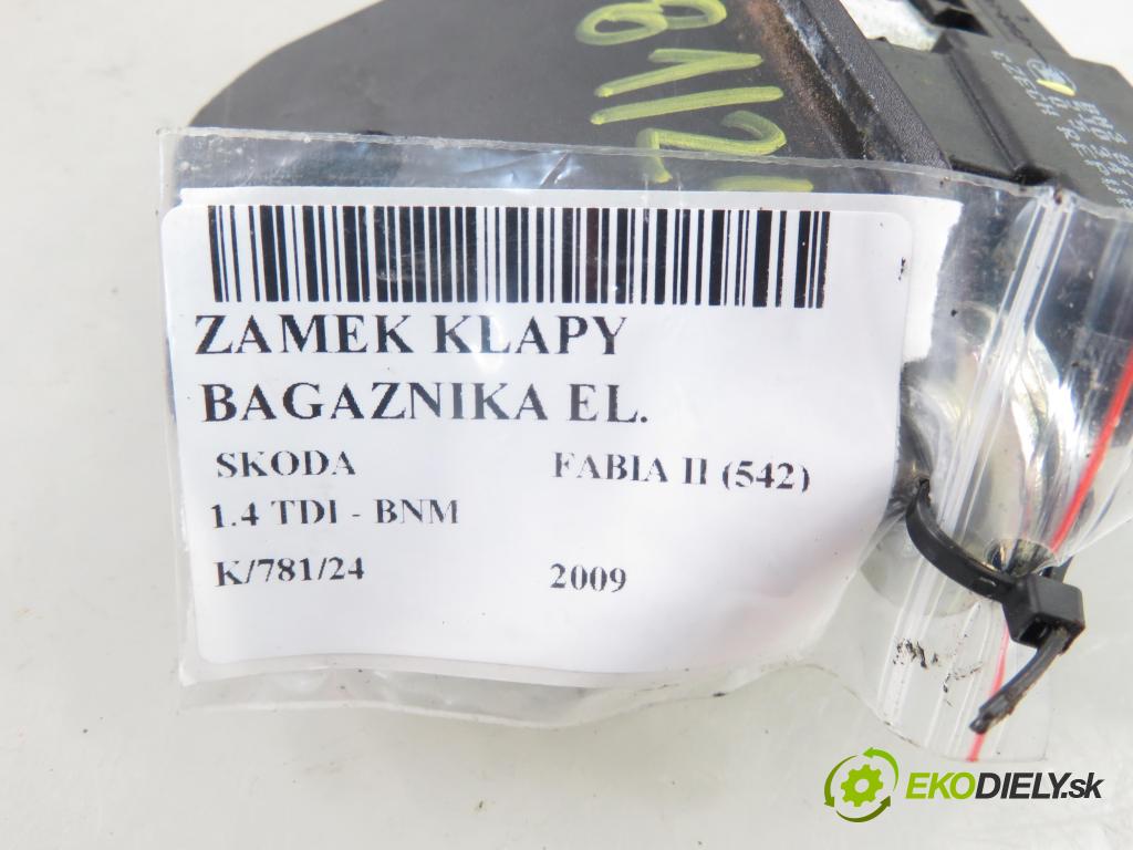 SKODA FABIA II (542) HB 2009 51,00 1.4 TDI - BNM 1422,00 zámok dveří kufr EL. 5J0827501D