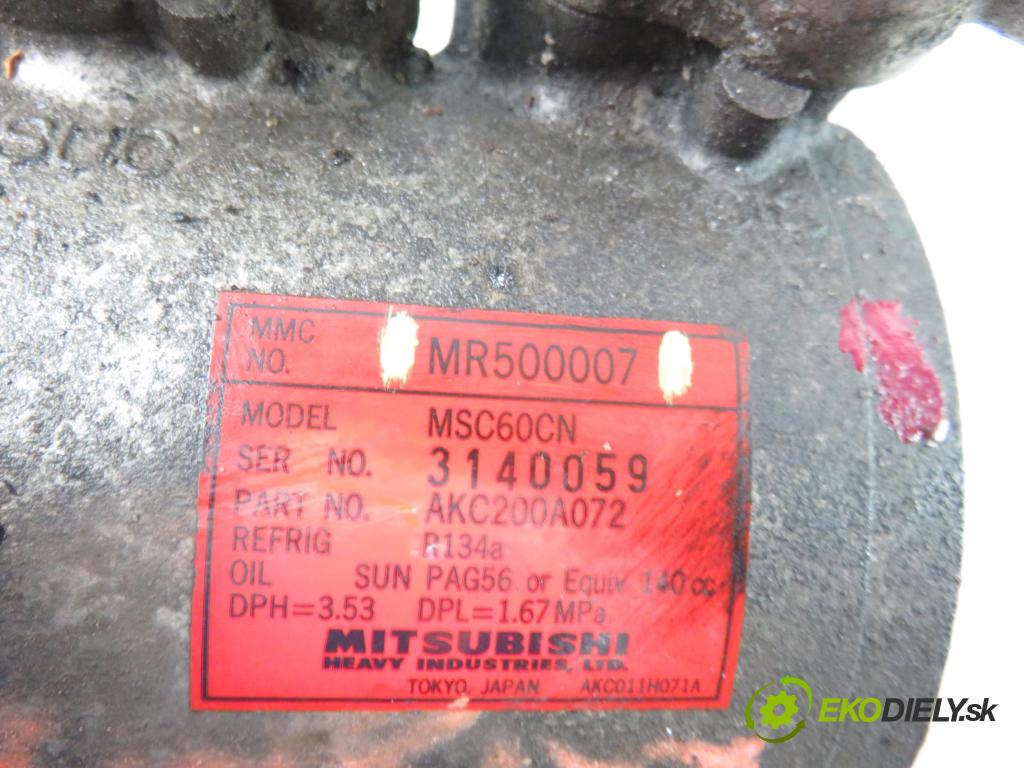 MITSUBISHI CARISMA (DA_) LIFTBACK 2004 73,00 1.6 (DA1A) - 4G92 (SOHC 16V) 1597,00 KOMPRESOR: klimatizace MR500007 (Kompresory)