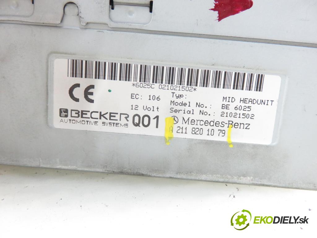 MERCEDES-BENZ KLASA E (W211) SEDAN 2002 130,00 E 270 CDI 177 - OM 647.961 2685,00 RADIO CD Modul 2118201079