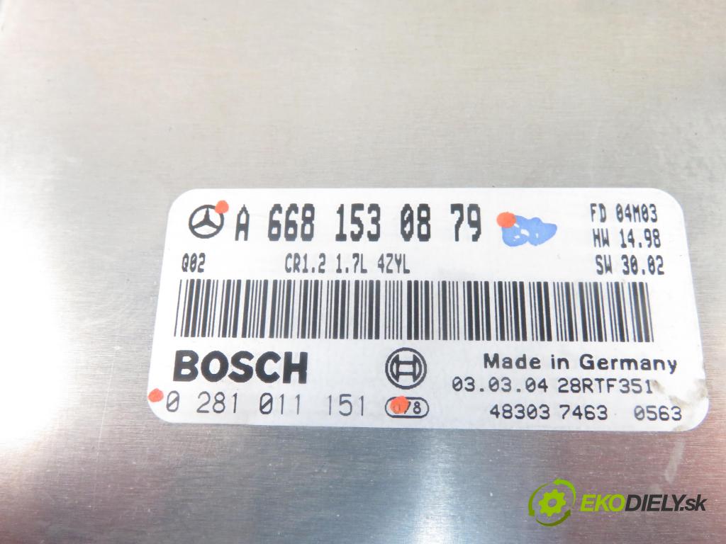 MERCEDES-BENZ KLASA A (W168) HB 2004 70,00 A 170 CDI 95 - OM 668.942 1689,00 Riadiaca jednotka Motor A6681530879 ; 0281011151
