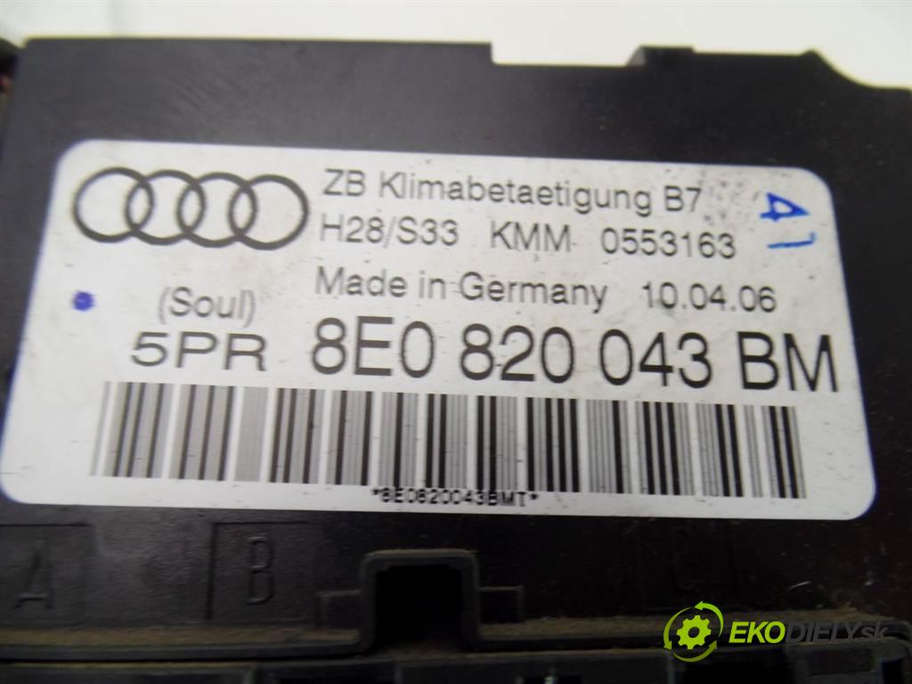 Audi A4 B7  2006  KOMBI 5D 2.0TDI 136KM 04-08 2000 Panel ovládania kúrenia 8E0820043BM (Prepínače, spínače, tlačidlá a ovládače kúrenia)