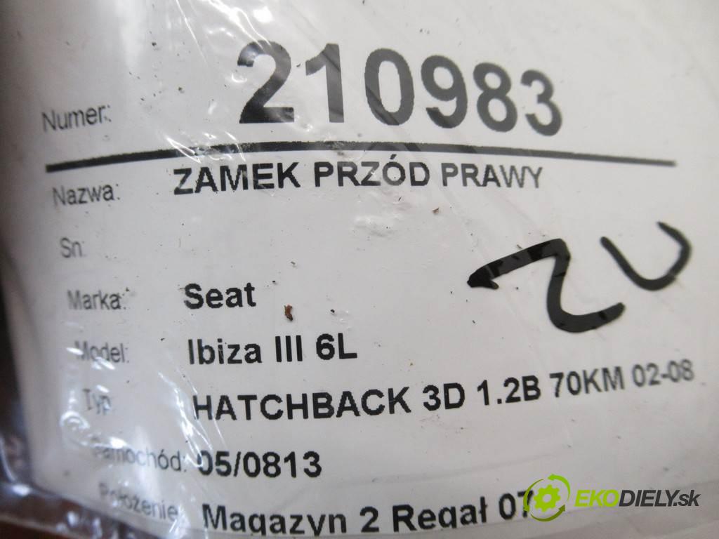 Seat Ibiza III 6L  2006  HATCHBACK 3D 1.2B 70KM 02-08 1200 zámok predný pravy 3B1837016