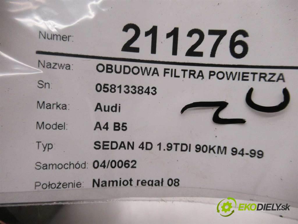 Audi A4 B5  1995  SEDAN 4D 1.9TDI 90KM 94-99 1900 obal filtra vzduchu 058133843 (Kryty filtrů)