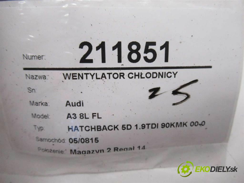 Audi A3 8L FL  2000 66 kw HATCHBACK 5D 1.9TDI 90KMK 00-03 1900 ventilátor chladiče 1J0959455F (Ventilátory)