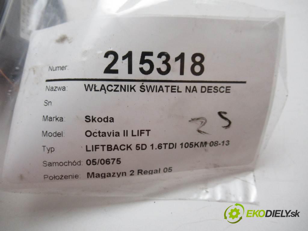 Skoda Octavia II LIFT  2012  LIFTBACK 5D ANGLIK 1.6TDI 105KM 08-13 1600 Spínač svetiel na prístrojovej doske 1Z0941431F (Prepínače, spínače, tlačidlá a ovládače kúrenia)