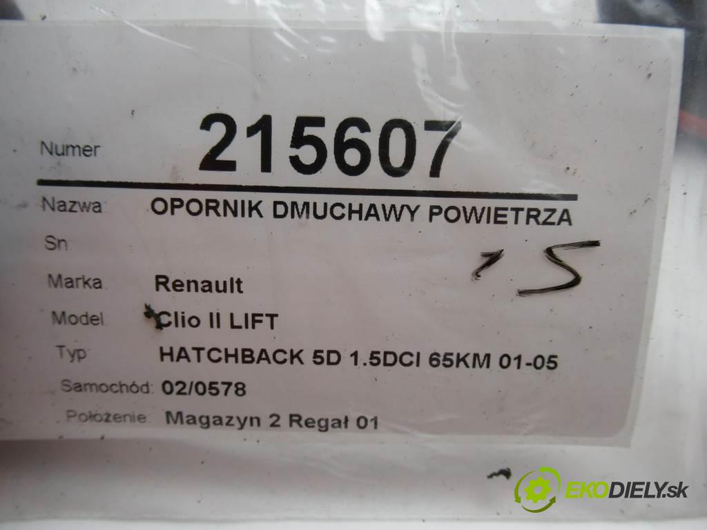 Renault Clio II LIFT  2003 48 kw HATCHBACK 5D 1.5DCI 65KM 01-05 1500 Odpor, rezistor kúrenia vzduchu  (Odpory (rezistory) kúrenia)