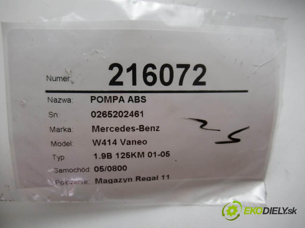 Mercedes-Benz W414 Vaneo  2004  1.9B 125KM 01-05 1900 Pumpa ABS 0265202461 (Pumpy ABS)