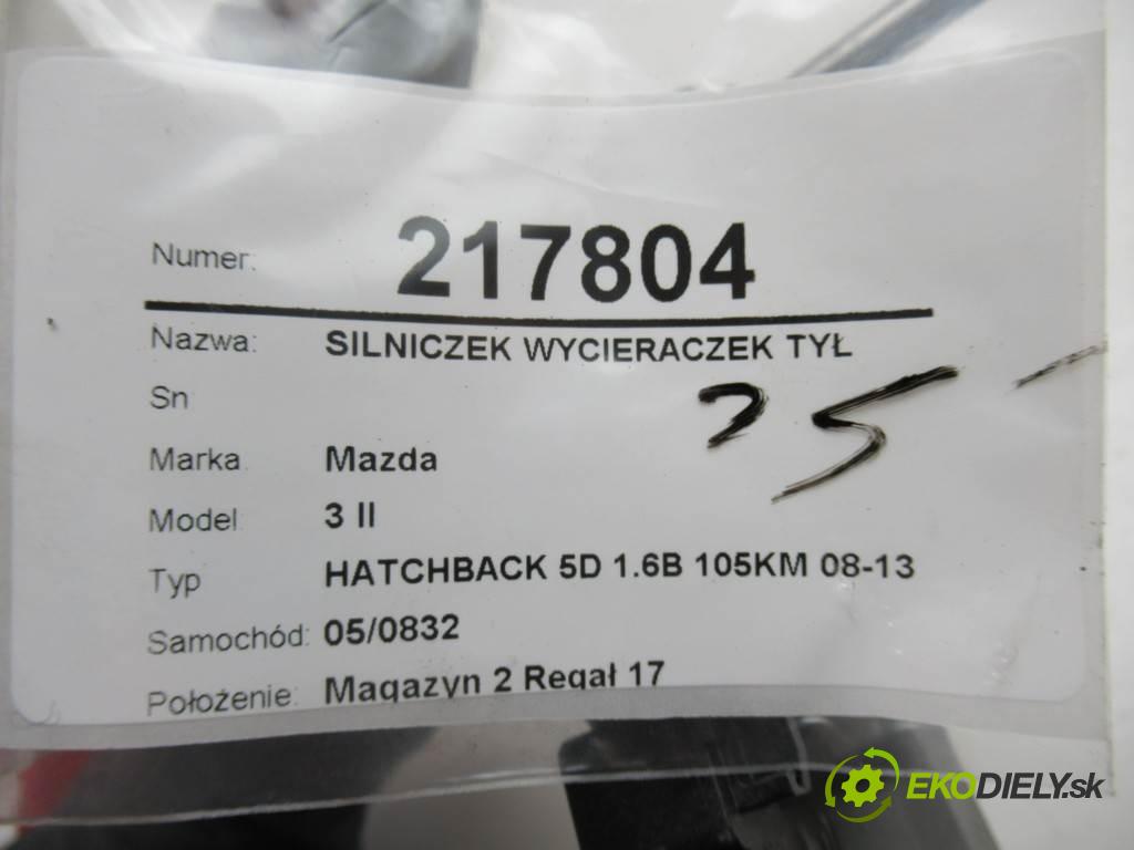 Mazda 3 II  2009 77 kw HATCHBACK 5D 1.6B 105KM 08-13 1600 Motorček stieračov zad 849600-0651 (Ostatné)