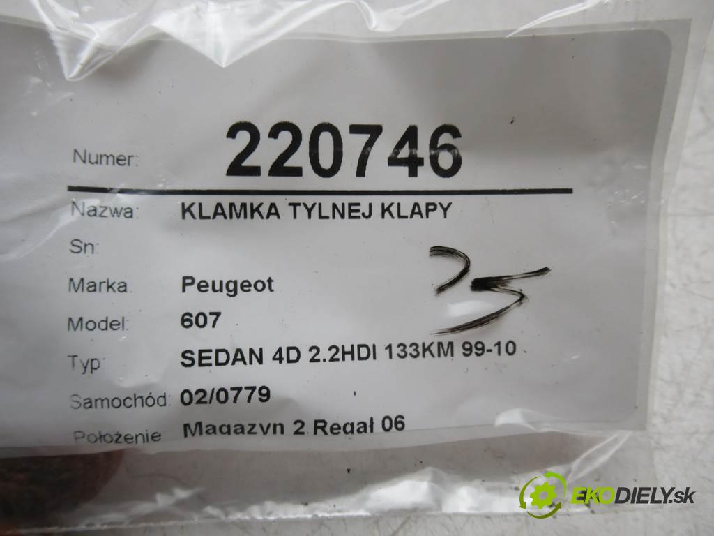 Peugeot 607  2003  SEDAN 4D 2.2HDI 133KM 99-10 2200 Kľučka zadnej dverí 9632343580