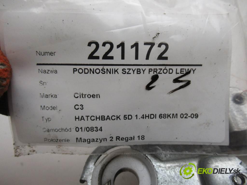 Citroen C3  2005 50 kw HATCHBACK 5D 1.4HDI 68KM 02-09 1400 mechanismus okna přední část levý 400019F