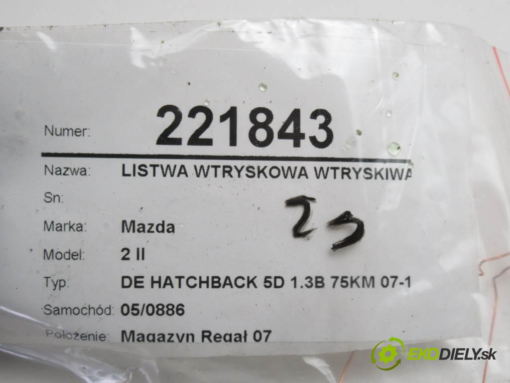 Mazda 2 II  2008  DE HATCHBACK 5D 1.3B 75KM 07-10 1300 lišta vstřikovací vstřikovací ventily 297500-0460