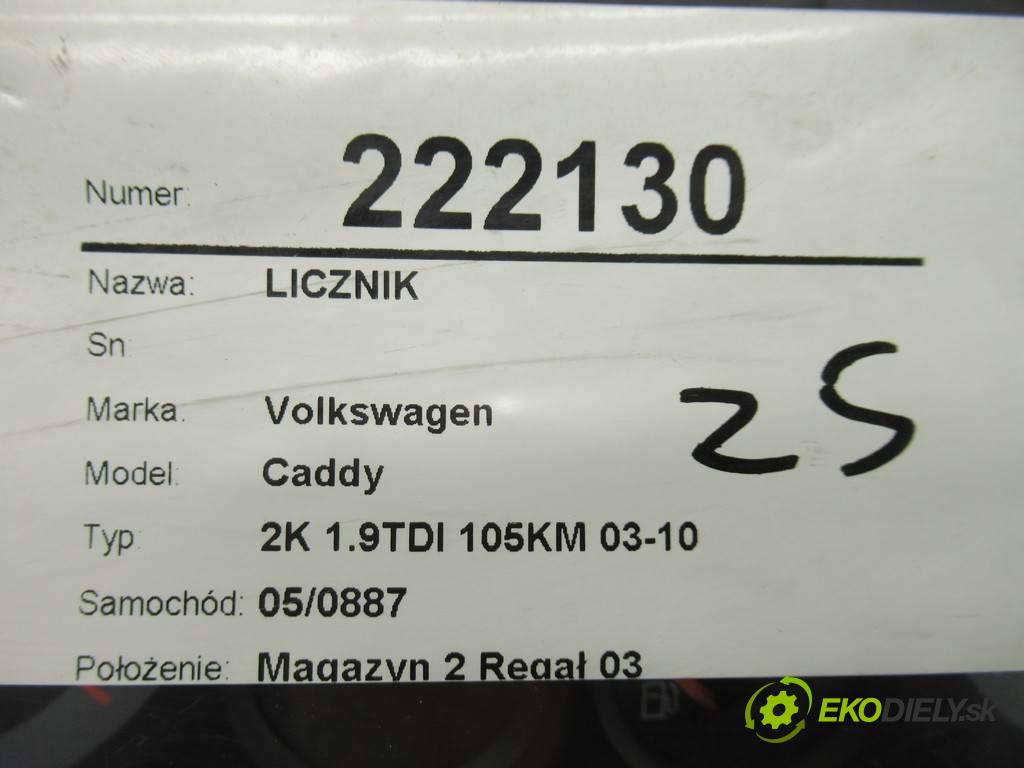 Volkswagen Caddy  2006 105KM 2K 1.9TDI 105KM 03-10 1900 Prístrojovka 2K0920843A (Prístrojové dosky, displeje)