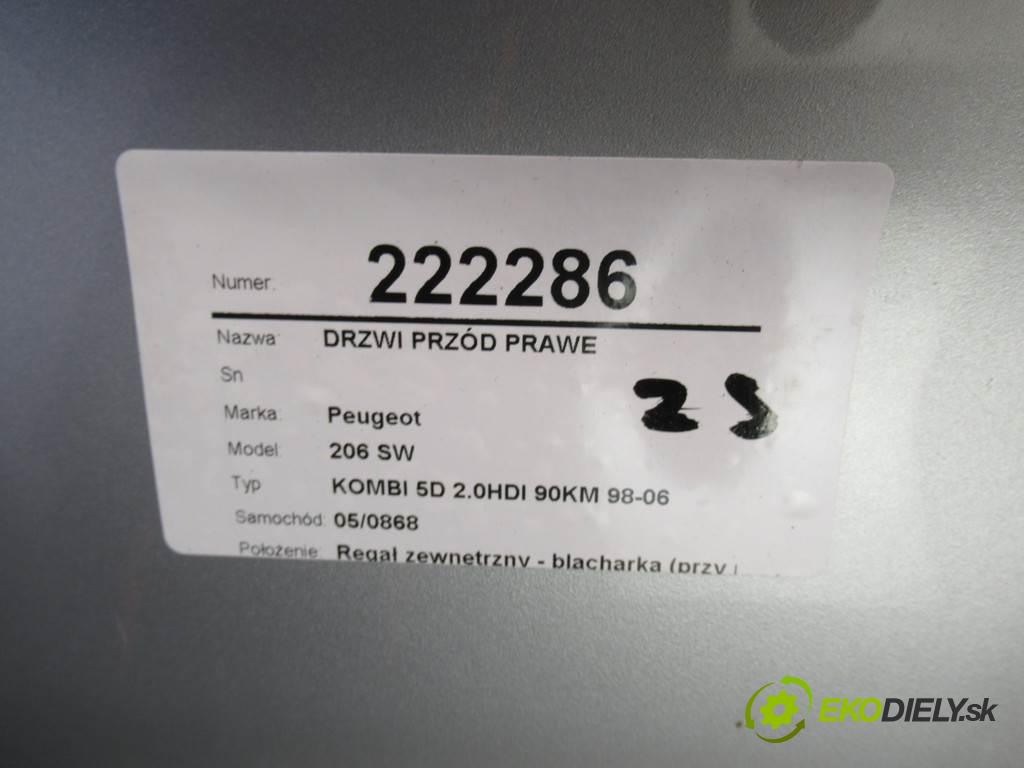 Peugeot 206 SW  2002 66 kw KOMBI 5D 2.0HDI 90KM 98-06 2000 Dvere predný pravé  (Ostatné)