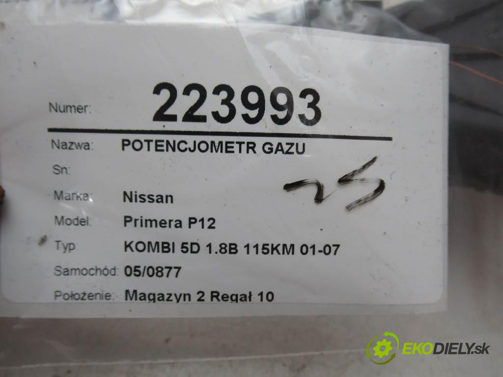 Nissan Primera P12  2002 85kw KOMBI 5D 1.8B 115KM 01-07 1800 Potenciometer plynového pedálu 18002AU410 (Pedále)