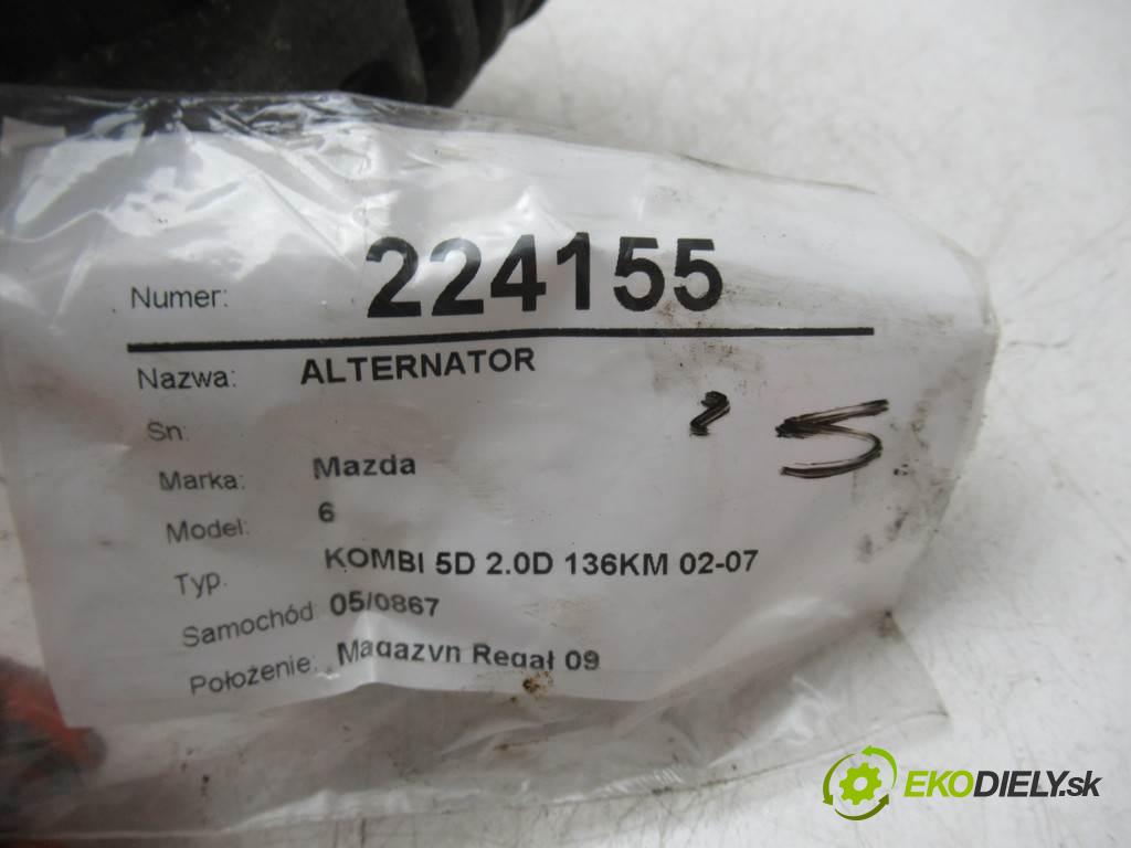 Mazda 6  2004 100 kw KOMBI 5D 2.0D 136KM 02-07 2000 Alternátor A3TB4981 (Alternátory)