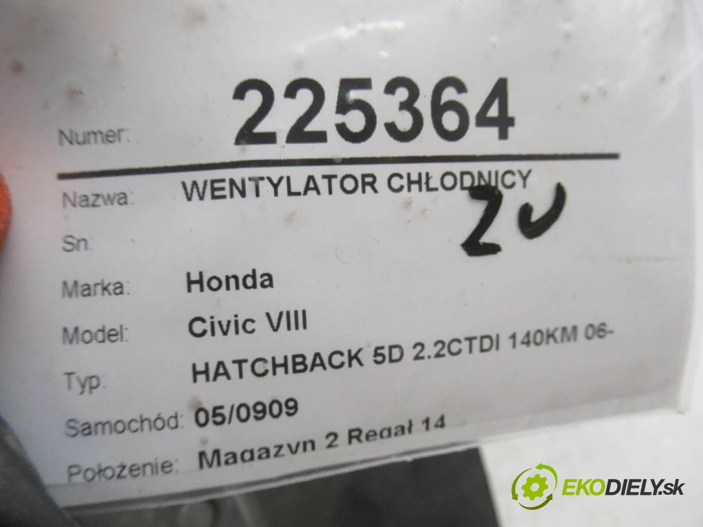 Honda Civic VIII  2006  HATCHBACK 5D 2.2CTDI 140KM 06-11 2200 ventilátor chladiče 168000-9670 (Ventilátory)