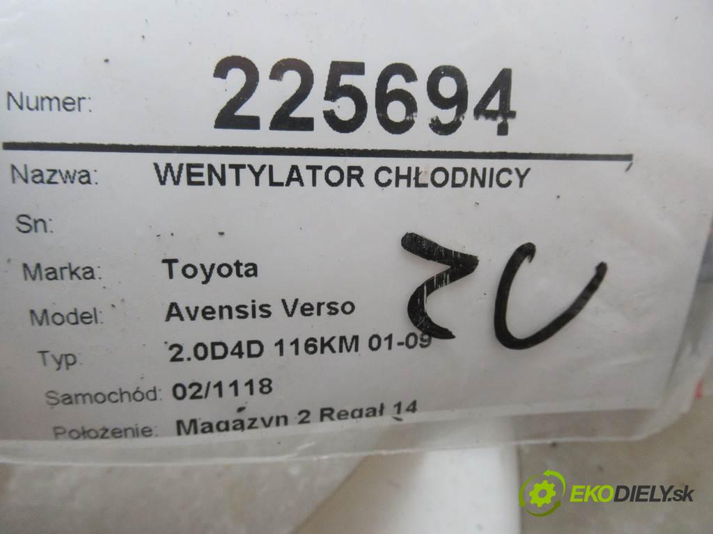 Toyota Avensis Verso  2003 85 kw 2.0D4D 116KM 01-09 2000 Ventilátor chladiča 168000-3550 (Ventilátory)