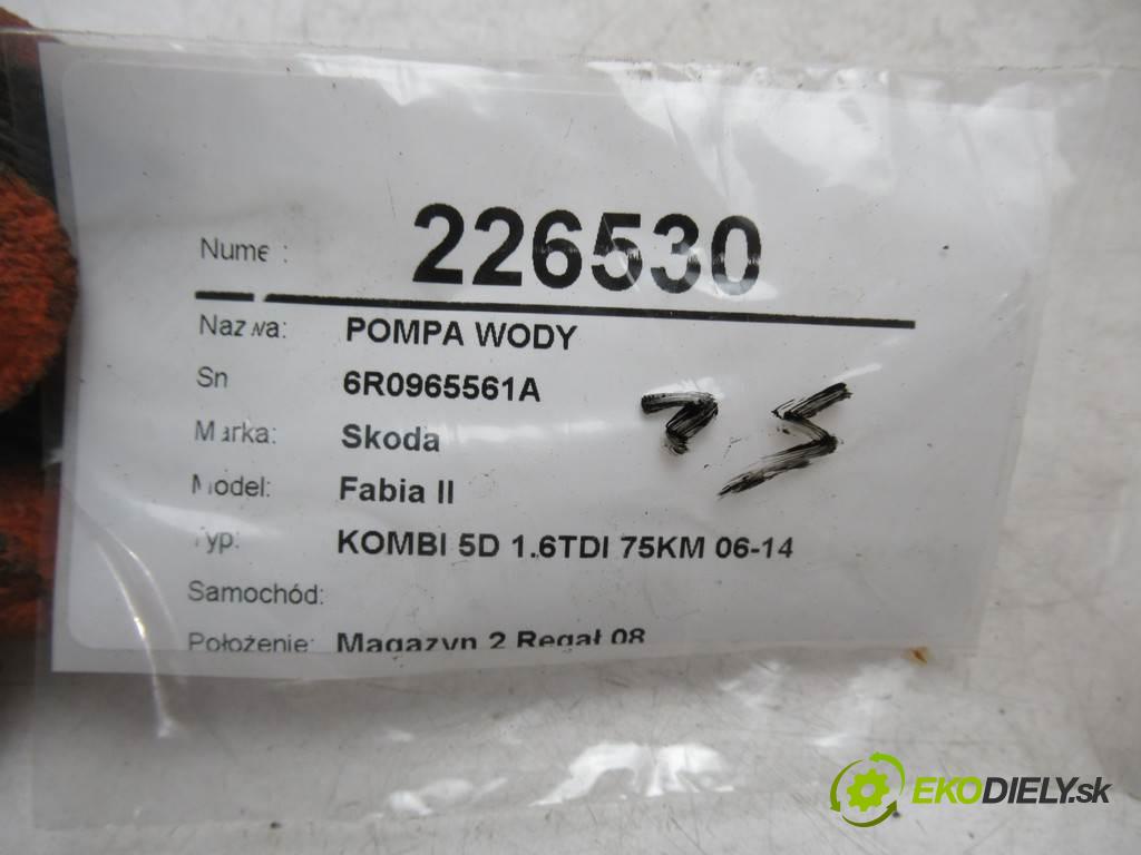 Skoda Fabia II    KOMBI 5D 1.6TDI 75KM 06-14  Pumpa vody 6R0965561A (Vodné pumpy)