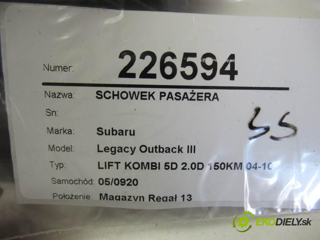 Subaru Legacy Outback III  2008 110 kw LIFT KOMBI 5D 2.0D 150KM 04-10 2000 Priehradka, kastlík spolujazdca 66208AG070 (Priehradky, kastlíky)