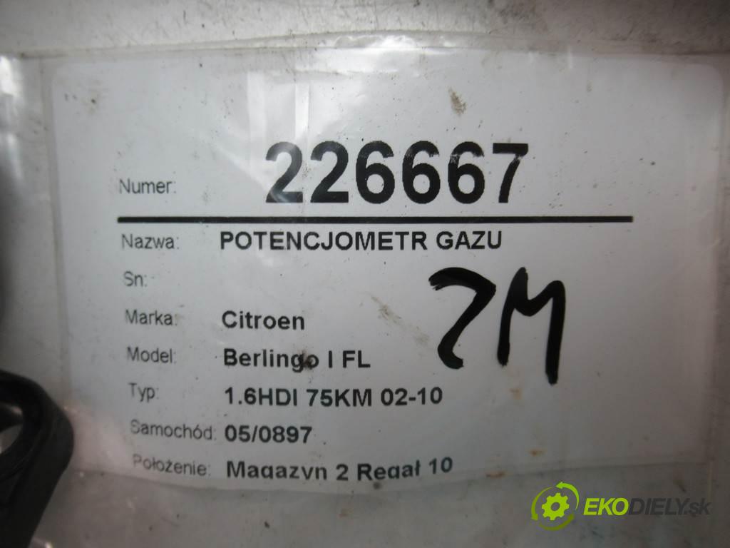 Citroen Berlingo I FL  2008 55 kw 1.6HDI 75KM 02-10 1560 Potenciometer plynového pedálu 0280755035 9655467180  (Pedále)
