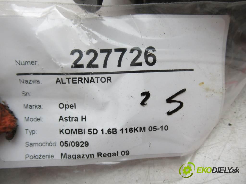 Opel Astra H  2009  KOMBI 5D 1.6B 116KM 05-10 1600 Alternátor 13229984 0124325163 (Alternátory)