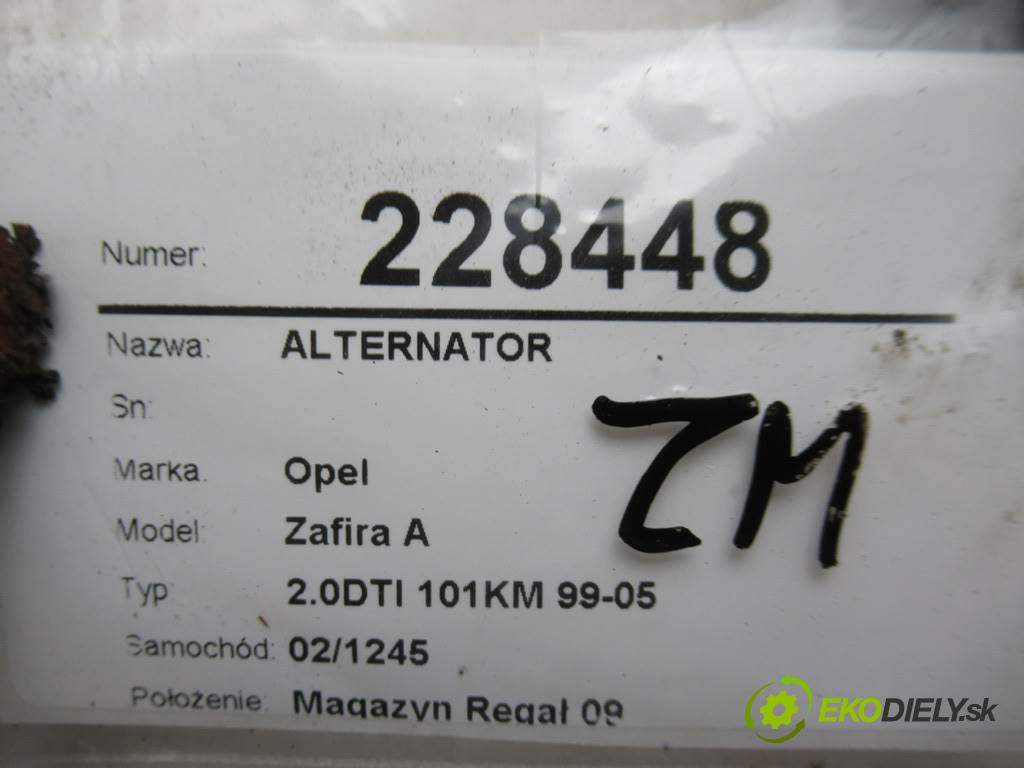 Opel Zafira A  2000  2.0DTI 101KM 99-05 2000 Alternátor 0124225023 (Alternátory)