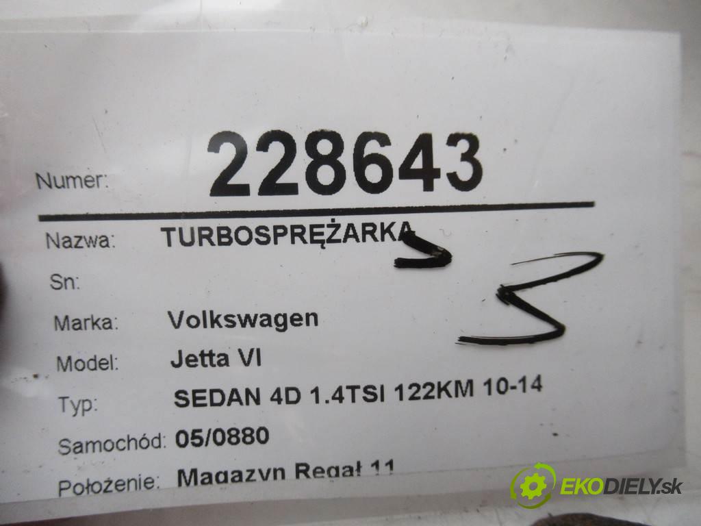 Volkswagen Jetta VI  2012 90kw SEDAN 4D 1.4TSI 122KM 10-14 1400 Turbodúchadlo,turbo 49373-56035 (Turbodúchadlá (kompletné))