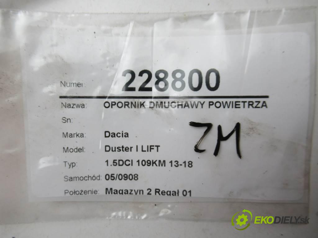 Dacia Duster I LIFT  2017  1.5DCI 109KM 13-18 1461 Odpor, rezistor kúrenia vzduchu  (Odpory (rezistory) kúrenia)