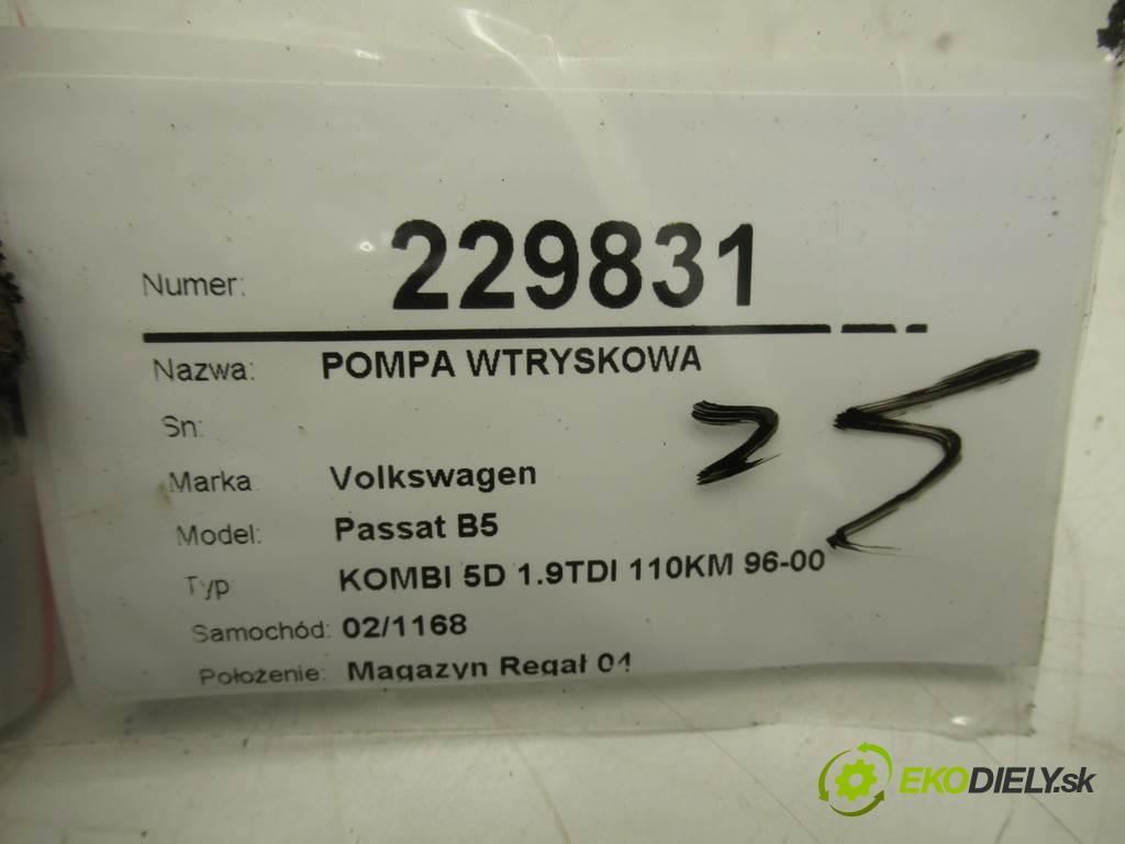 Volkswagen Passat B5  1998 81 kw KOMBI 5D 1.9TDI 110KM 96-00 1900 Pumpa vstrekovacia 028130115A (Vstrekovacie čerpadlá)