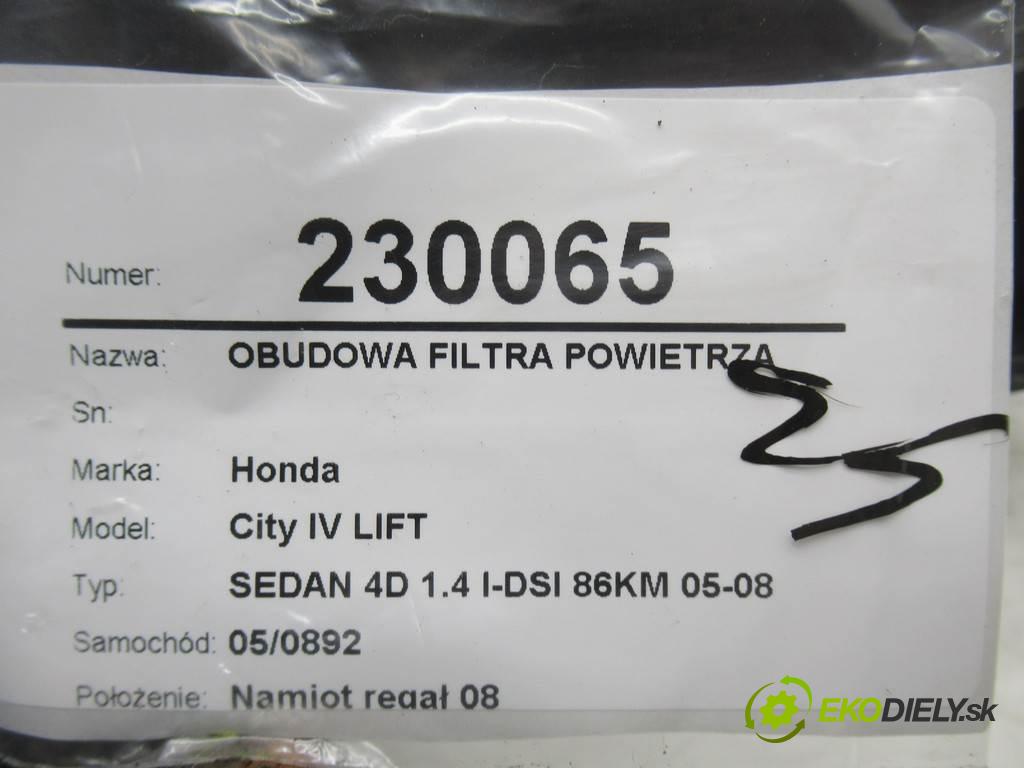 Honda City IV LIFT  2007 61 kw SEDAN 4D 1.4 I-DSI 86KM 05-08 1400 obal filtra vzduchu  (Kryty filtrů)