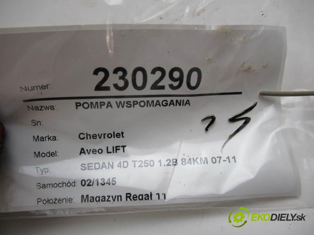 Chevrolet Aveo LIFT  2008 62 kw SEDAN 4D T250 1.2B 84KM 07-11 1200 Pumpa servočerpadlo 96981964 (Servočerpadlá, pumpy riadenia)