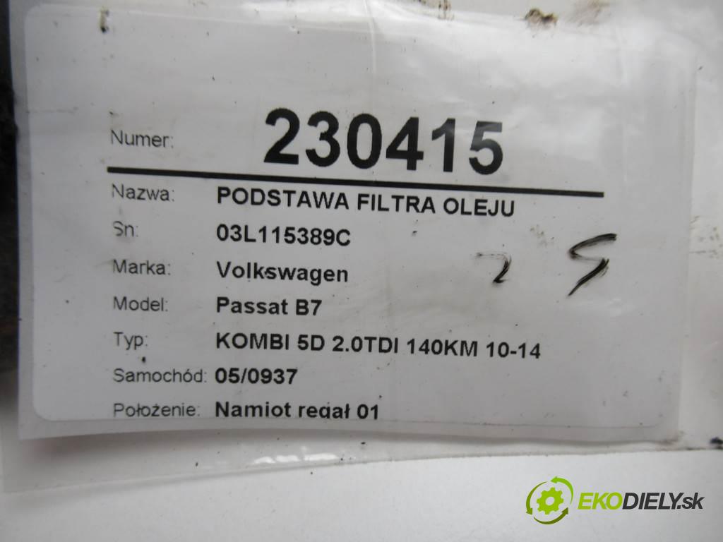 Volkswagen Passat B7  2012 103kw KOMBI 5D 2.0TDI 140KM 10-14 2000 obal filtra oleje 03L115389C (Kryty filtrů oleje)