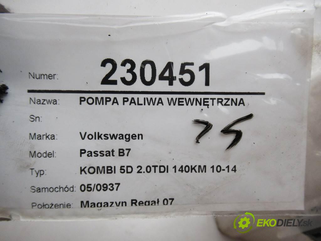 Volkswagen Passat B7  2012 103kw KOMBI 5D 2.0TDI 140KM 10-14 2000 Pumpa paliva vnútorná 3AA919050B (Palivové pumpy, čerpadlá, plaváky)