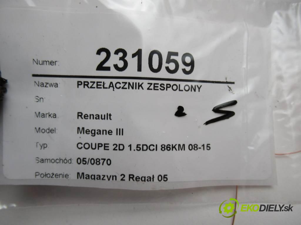 Renault Megane III  2009 63 kw COUPE 2D 1.5DCI 86KM 08-15 1461 Prepínač kombinovaný 255670019R (Prepínače, spínače, tlačidlá a ovládače kúrenia)