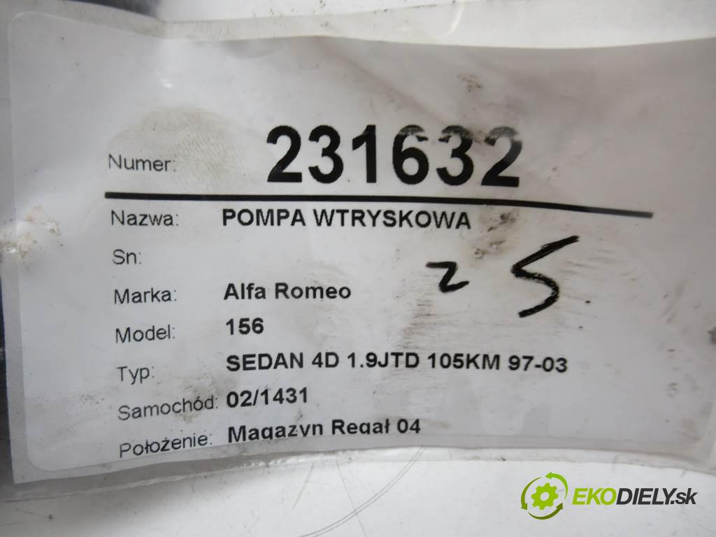 Alfa Romeo 156  1999  SEDAN 4D 1.9JTD 105KM 97-03 1900 Pumpa vstrekovacia 0445010007 (Vstrekovacie čerpadlá)