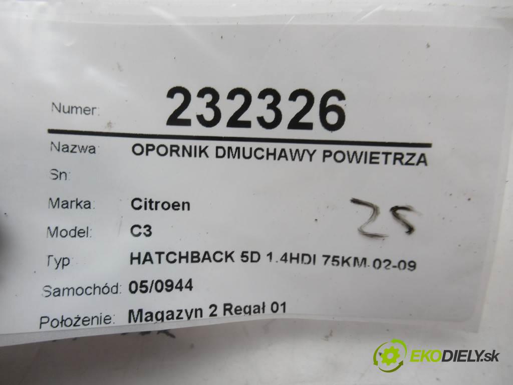 Citroen C3  2002  HATCHBACK 5D 1.4HDI 75KM 02-09 1400 Odpor, rezistor kúrenia vzduchu  (Odpory (rezistory) kúrenia)