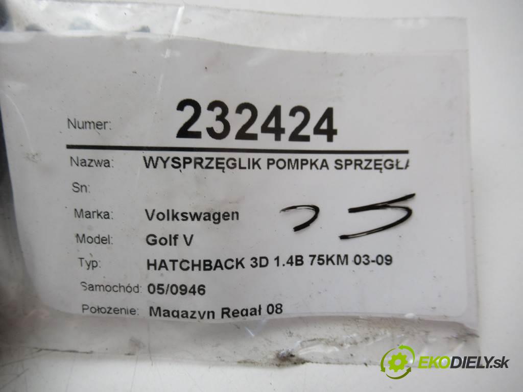 Volkswagen Golf V  2004 55 kw HATCHBACK 3D 1.4B 75KM 03-09 1400 Spojkový valec pumpa spojky 6Q0721261D (Valce a ložiská)
