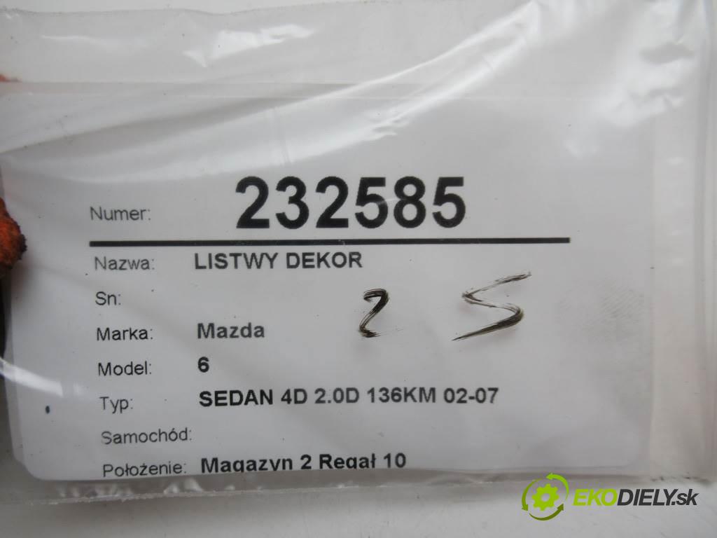 Mazda 6    SEDAN 4D 2.0D 136KM 02-07  lišty kryt  (Lišty)