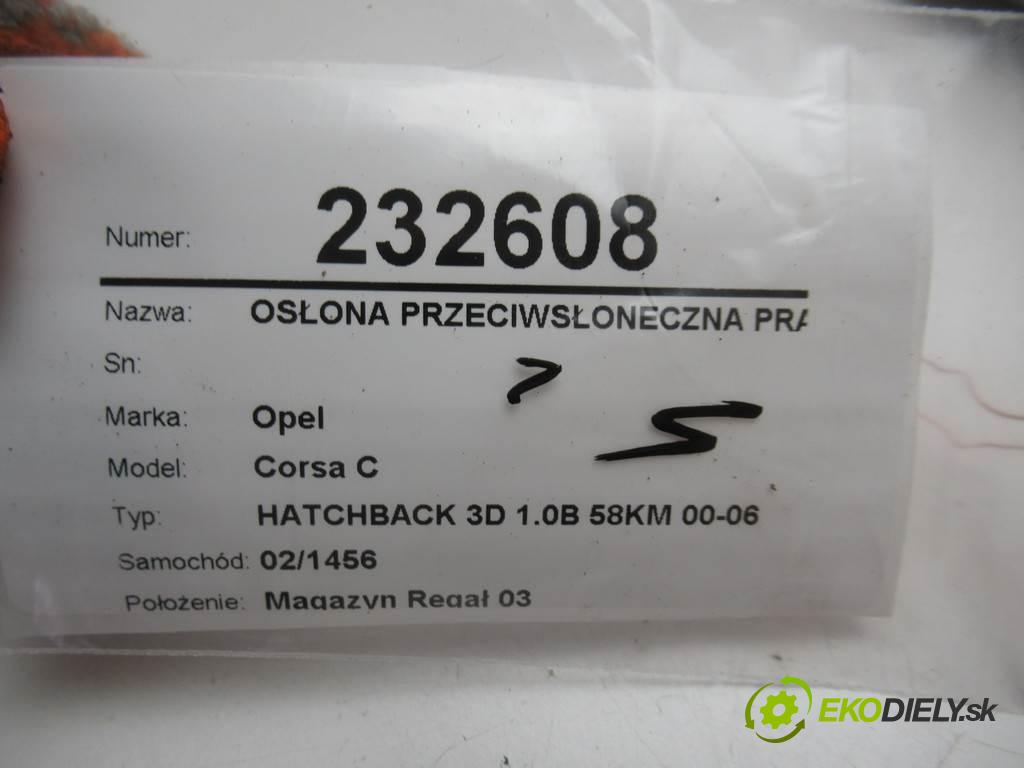 Opel Corsa C  2001 43 kw HATCHBACK 3D 1.0B 58KM 00-06 1000 clona sluneční pravá