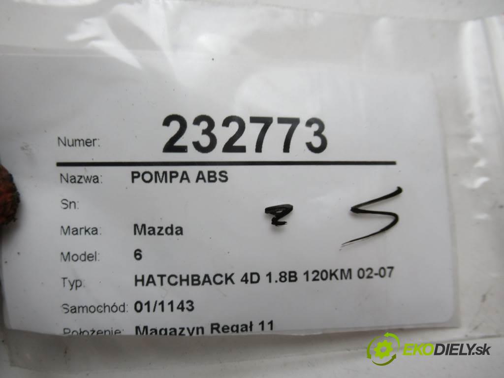 Mazda 6  2003 88 kw HATCHBACK 4D 1.8B 120KM 02-07 1800 pumpa ABS 2059045 (Pumpy brzdové)