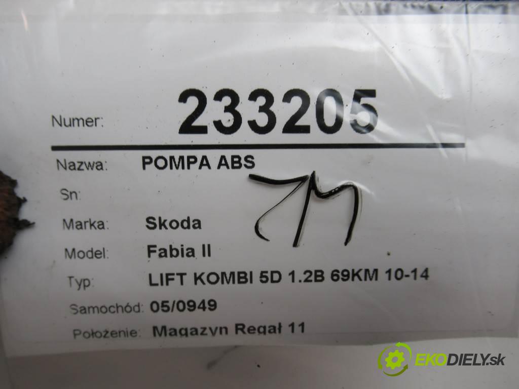 Skoda Fabia II  2014  LIFT KOMBI 5D 1.2B 69KM 10-14 1200 Pumpa ABS 6R0907379BJ 0265956073 (Pumpy ABS)