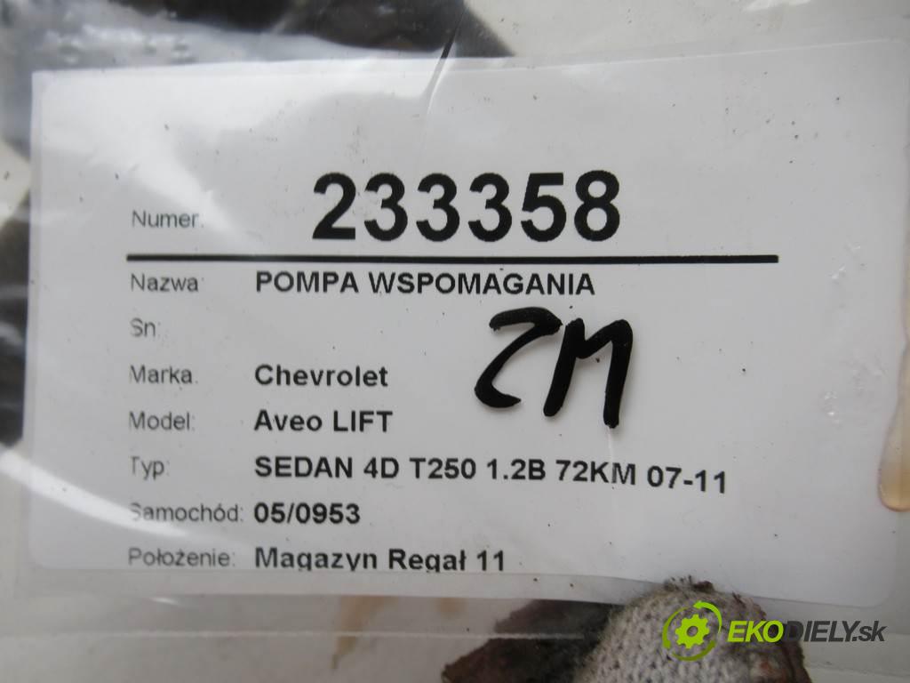 Chevrolet Aveo LIFT  2008 53 kW SEDAN 4D T250 1.2B 72KM 07-11 1150 Pumpa servočerpadlo  (Servočerpadlá, pumpy riadenia)